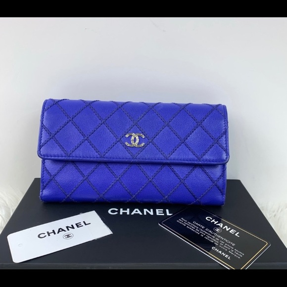 Chanel cobalt purple blue wallet (converted to WOC) - Picture 2 of 15